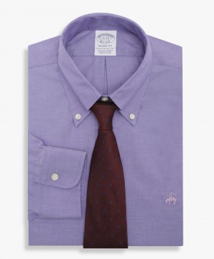 Purple Brooks Brothers Regular Fit Purple Non-Iron Button Down Men Shirts | OWK-028617