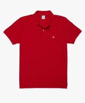 Red Brooks Brothers Slim-fit Sleeves Pique Men Polo | LCZ-170342