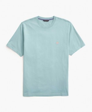 Turquoise Brooks Brothers Supima Crewneck Cotton Men T-shirts | ROS-480931