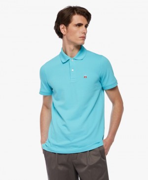 Turquoise / Light Turquoise Brooks Brothers Golden Fleece Slim Fit Stretch Supima Men Polo | YCD-460231