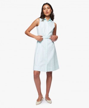 Turquoise / Light Turquoise Brooks Brothers Classic Cotton Women Dresses | XNJ-019438