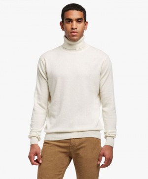 White Brooks Brothers Cashmere Turtleneck Men Sweaters | NVC-680932