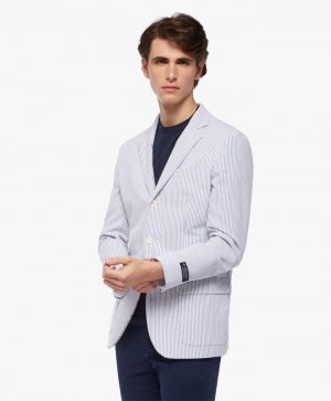 White Brooks Brothers Milano Fit Cotton Seersucker Sport Men Blazers | TGW-438752