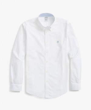 White Brooks Brothers Regent Regular-fit Non-iron, Oxford Stretch, Button-Down Collar Men Shirts | WCI-801594