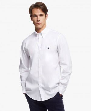 White Brooks Brothers Regent Regular-fit Non-iron, Pinpoint, Button-Down Collar Men Shirts | UTV-435612