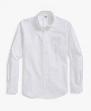 White Brooks Brothers Regent regular fit, Oxford, Button-Down Collar Men Shirts | MBF-043796