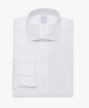 White Brooks Brothers Regular Fit White Non-Iron Ainsley Collar Men Shirts | OGR-560348