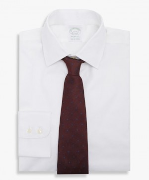 White Brooks Brothers Slim Fit White Non-Iron Ainsley Collar Men Shirts | LKY-605837