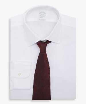 White Brooks Brothers Slim Fit White Non-Iron Ainsley Collar Men Shirts | YTA-315490