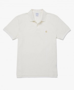 White Brooks Brothers Slim-fit Sleeves Pique Men Polo | AWJ-403768