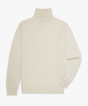 White Brooks Brothers Wool and Cashmere Turtleneck Men Sweaters | IQT-035816