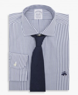 White / Blue Brooks Brothers Regular Fit Blue Spread Collar Men Shirts | YKJ-749281