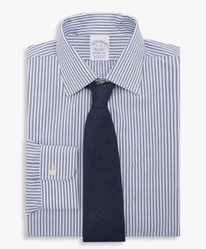 White / Grey Brooks Brothers Regular Fit Blue Non-Iron Ainsley Collar Men Shirts | FUB-714386