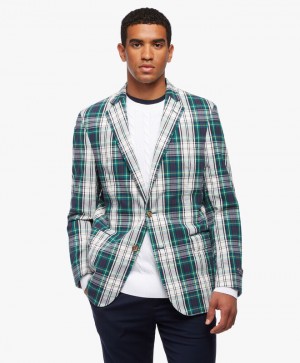 White / Purple / Green Brooks Brothers Regent Classic-Fit Madras Sport Men Blazers | WSJ-283604