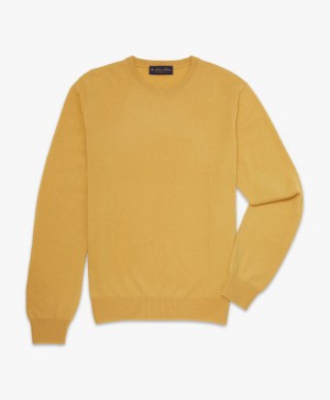 Yellow Brooks Brothers Cashmere Crew-Neck Men Sweaters | VXK-207931