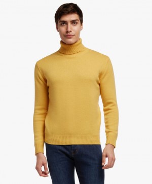 Yellow Brooks Brothers Wool and Cashmere Turtleneck Men Sweaters | TON-502468