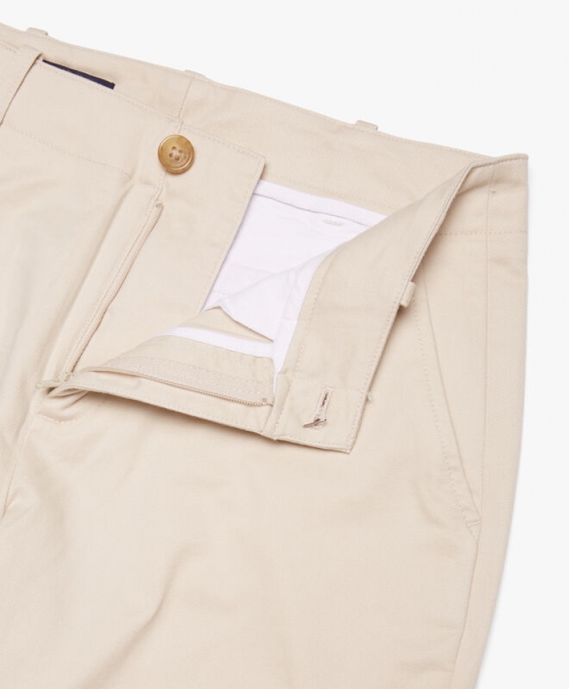 Beige Brooks Brothers Garment Washed Stretch Cotton Chinos Women Casual Pants | ALQ-403561