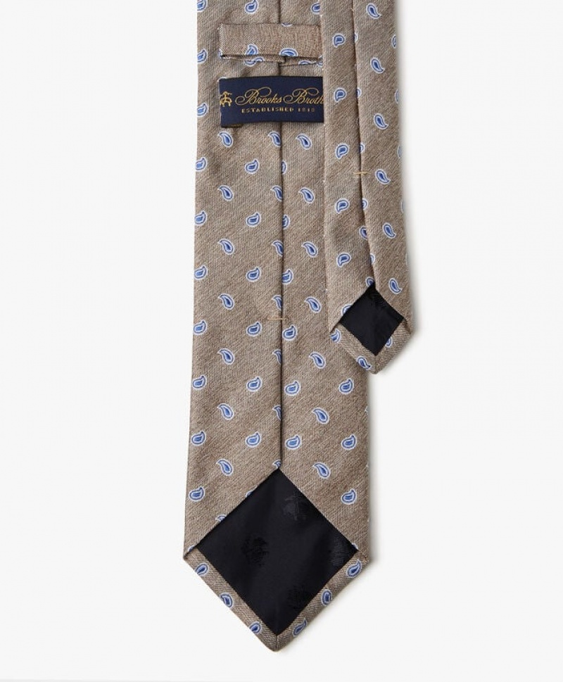 Beige Brooks Brothers Silk Paisley Men Ties | QOY-183264