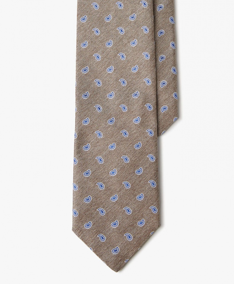 Beige Brooks Brothers Silk Paisley Men Ties | QOY-183264