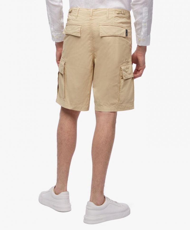 Beige Brooks Brothers Stretch Cotton Cargos Men Shorts | DFW-273148