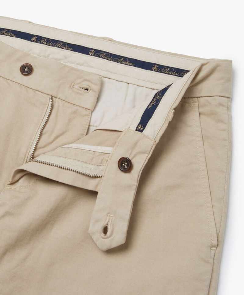 Beige Brooks Brothers Stretch Cotton Chinos Men Casual Pants | BQD-487160