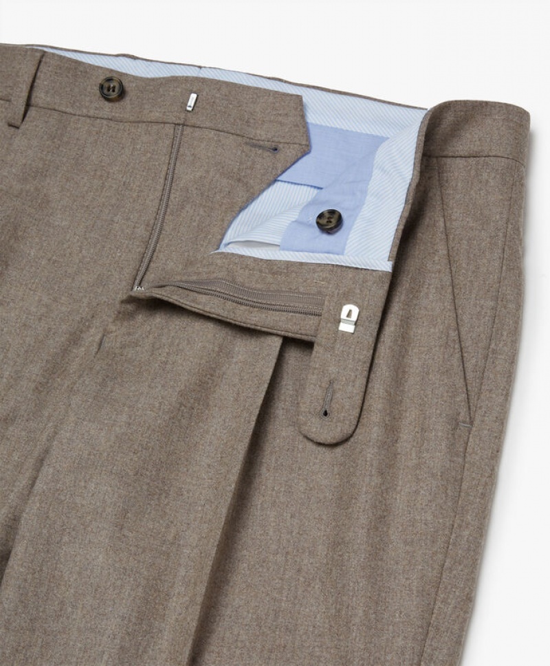 Beige Brooks Brothers Wool-Blend Men Trousers | KNE-853967