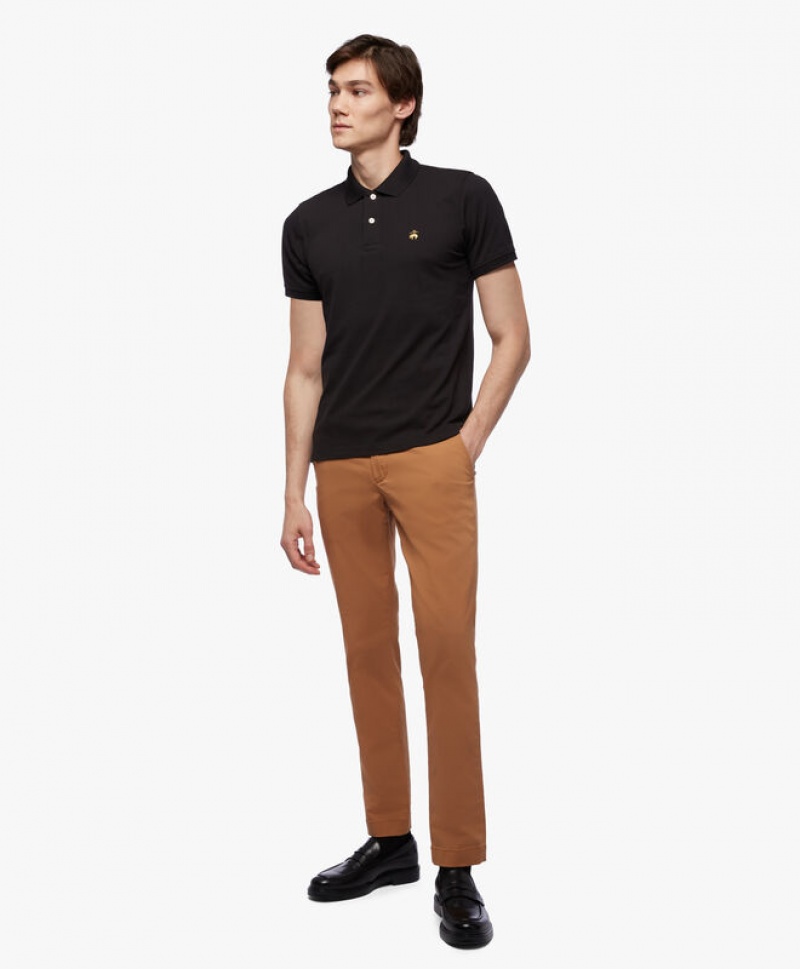 Black Brooks Brothers Golden Fleece Slim Fit Stretch Supima Men Polo | JML-708319