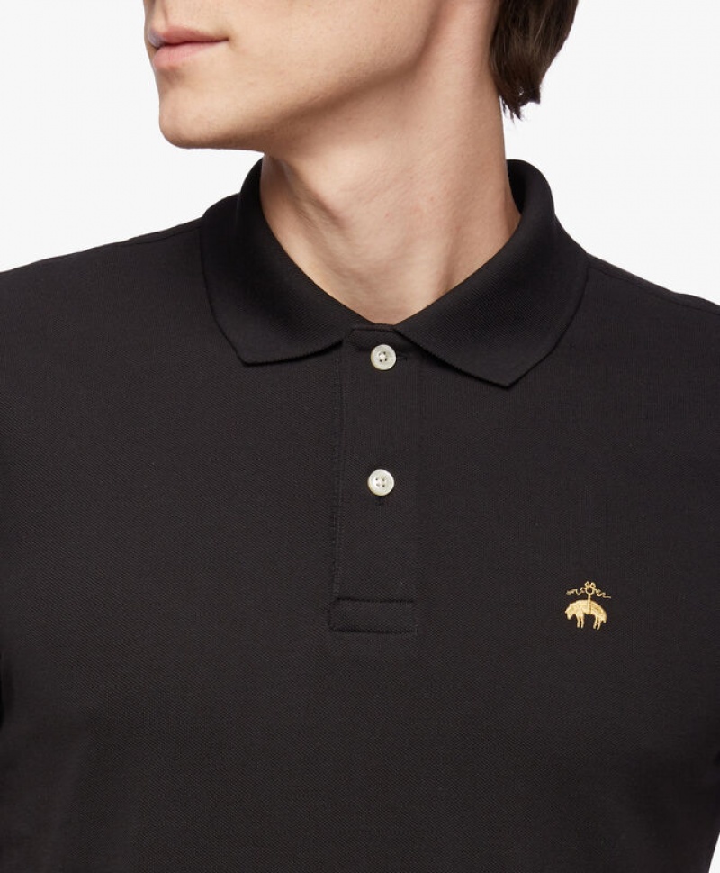 Black Brooks Brothers Golden Fleece Slim Fit Stretch Supima Men Polo | JML-708319