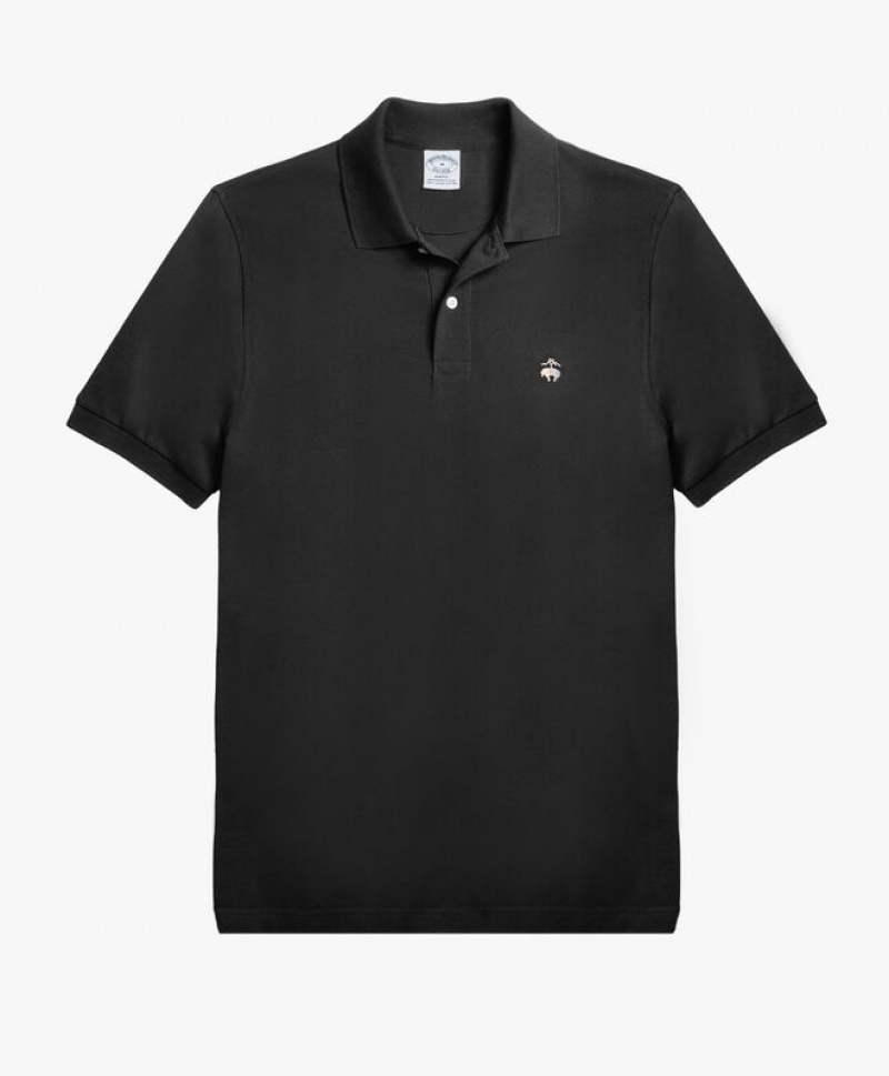 Black Brooks Brothers Golden Fleece Slim Fit Stretch Supima Men Polo | JML-708319