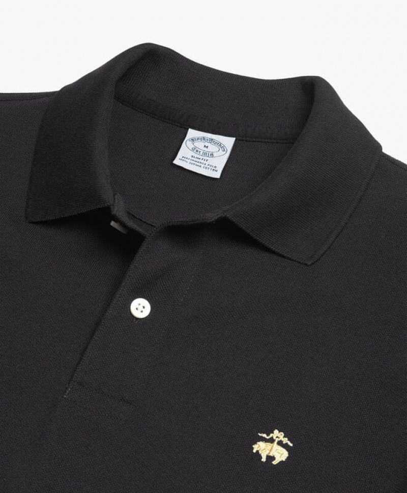 Black Brooks Brothers Golden Fleece Slim Fit Stretch Supima Men Polo | JML-708319