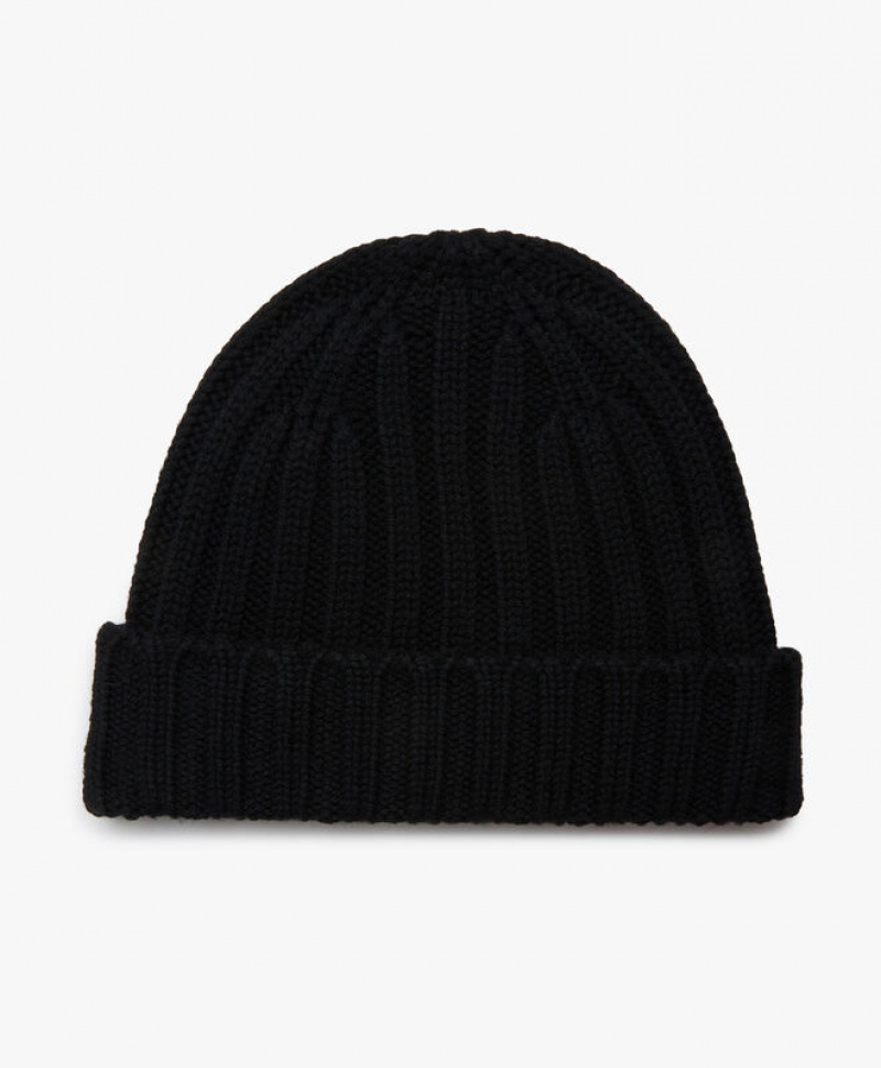 Black Brooks Brothers Merino Wool Men Beanie | YZL-068394