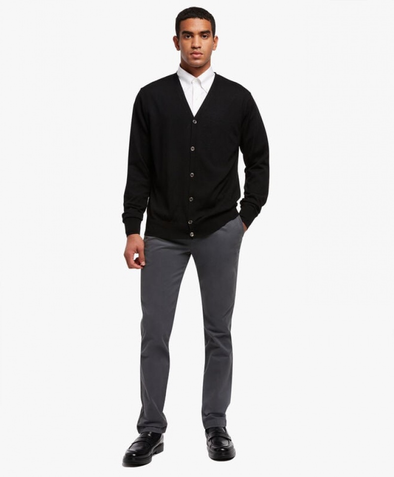 Black Brooks Brothers Merino Wool Men Cardigan | EOT-705438