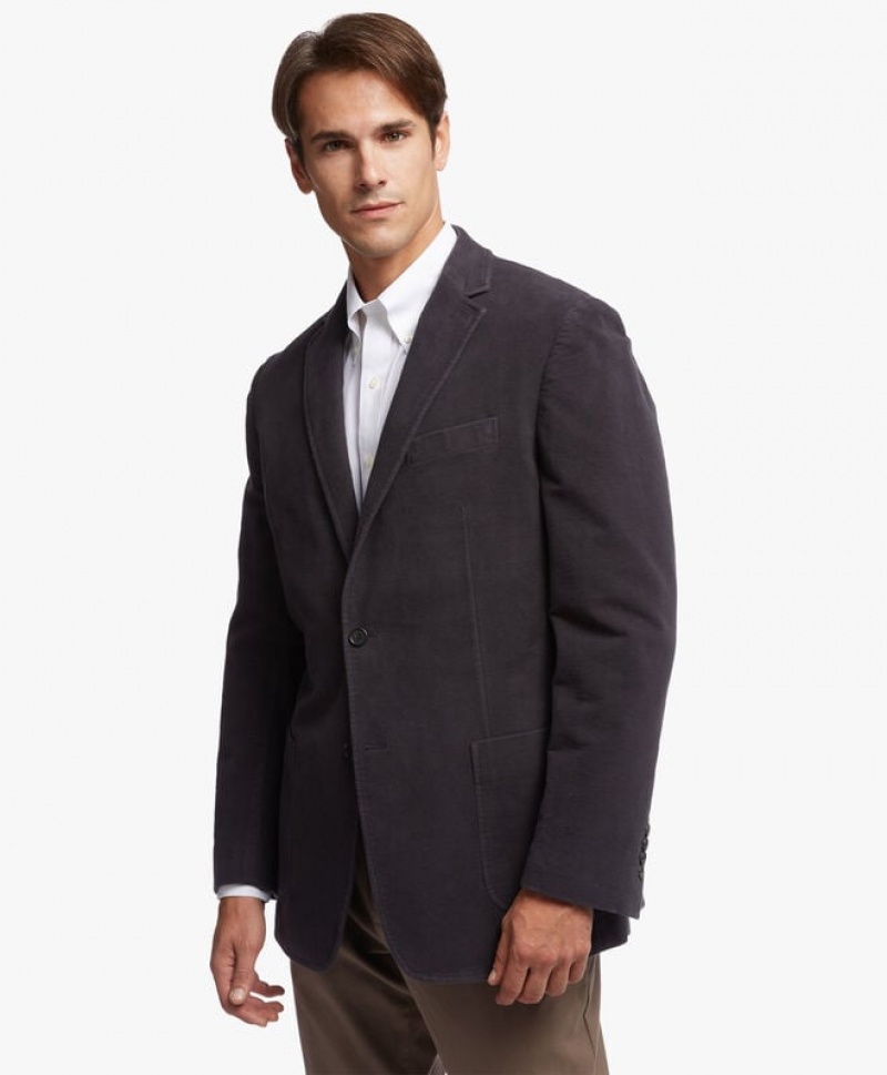 Black Brooks Brothers Sport Regent Fit in Moleskin Men Blazers | JTR-392546