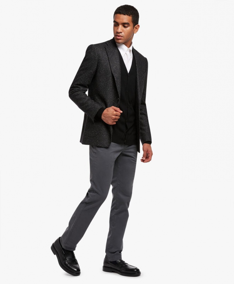 Black Brooks Brothers Stretch Virgin Wool and Silk-Blend Sport Men Blazers | SIX-809654