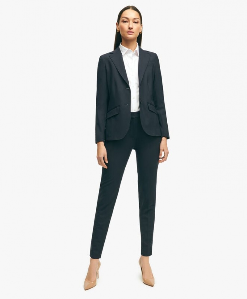 Black Brooks Brothers The Essential Stretch Wool Slim Crop Women Casual Pants | PEF-416073