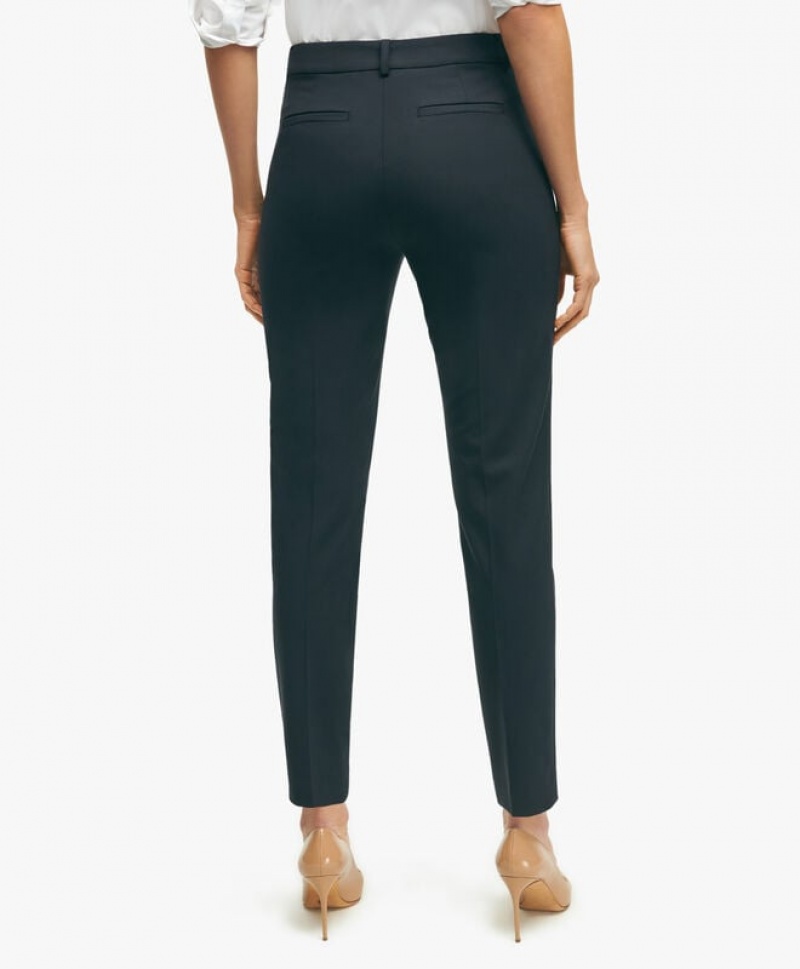 Black Brooks Brothers The Essential Stretch Wool Slim Crop Women Casual Pants | PEF-416073