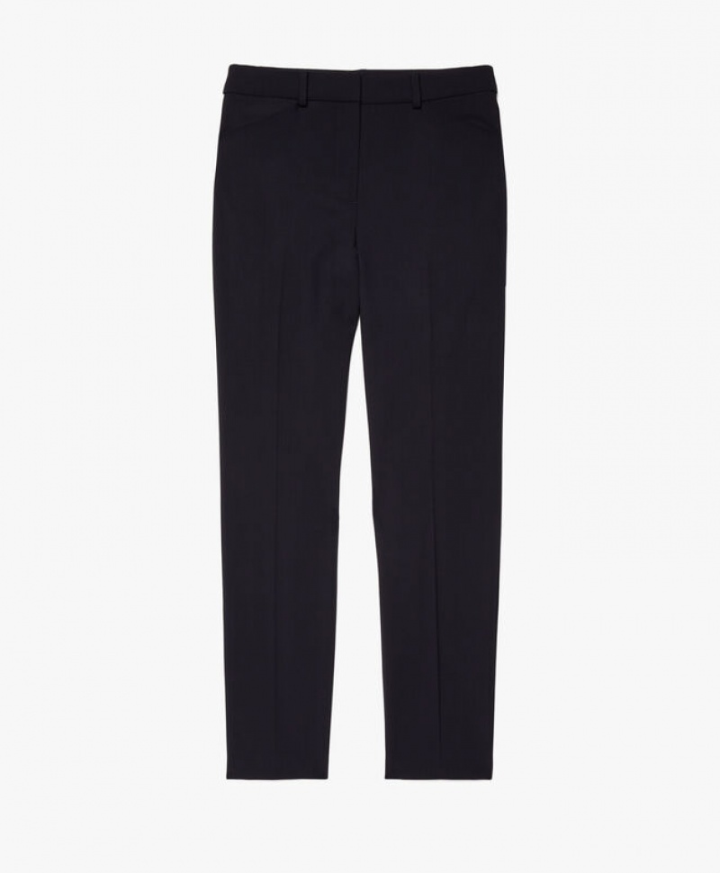 Black Brooks Brothers The Essential Stretch Wool Slim Crop Women Casual Pants | PEF-416073