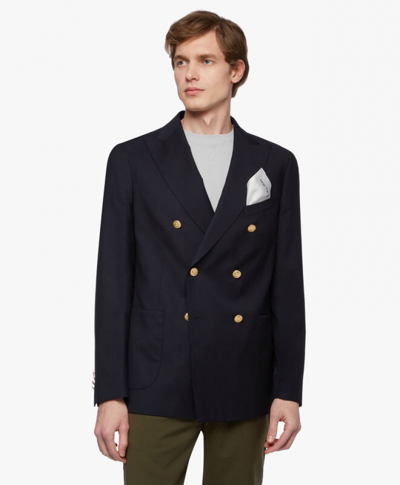 Black Brooks Brothers Virgin Wool Men Blazers | DIT-356794