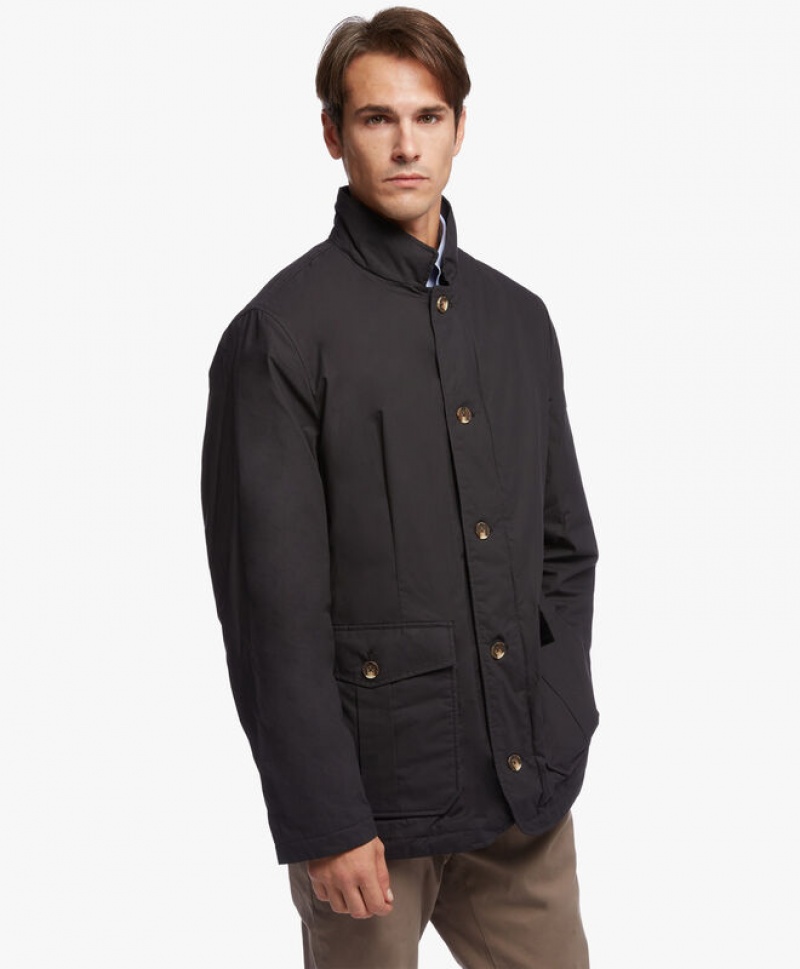 Black Brooks Brothers Waxed Cotton Men Jackets | BJT-953816