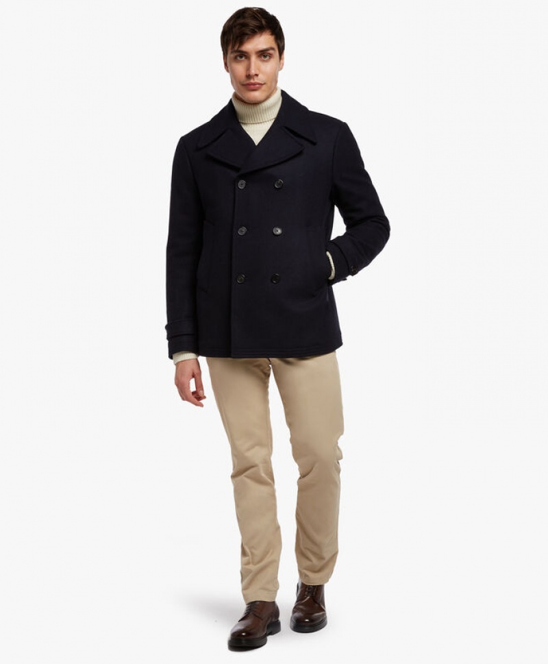 Black Brooks Brothers Wool-Blend Men Coats | KMB-560149