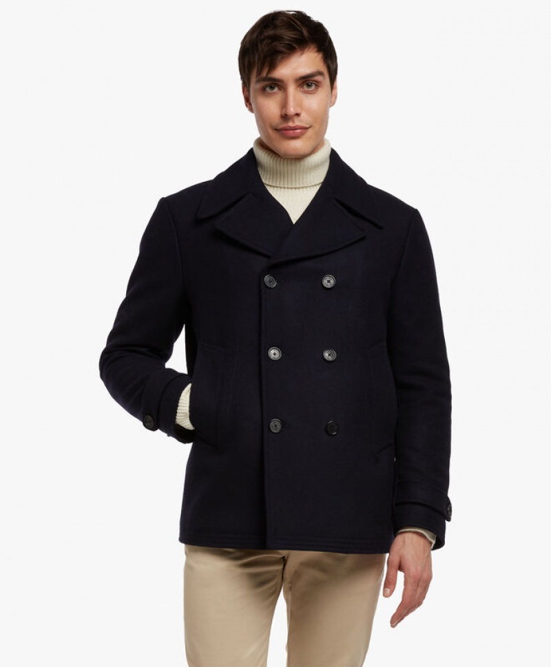 Black Brooks Brothers Wool-Blend Men Coats | KMB-560149