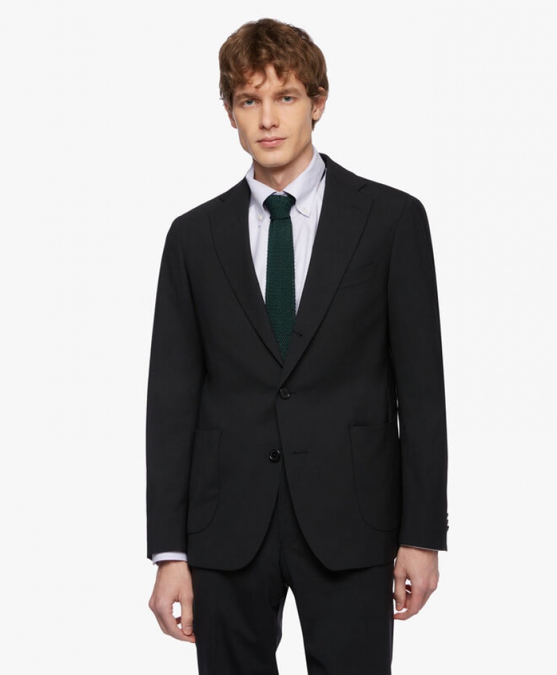 Black Brooks Brothers Wool-Blend Men Suits | DJU-587321