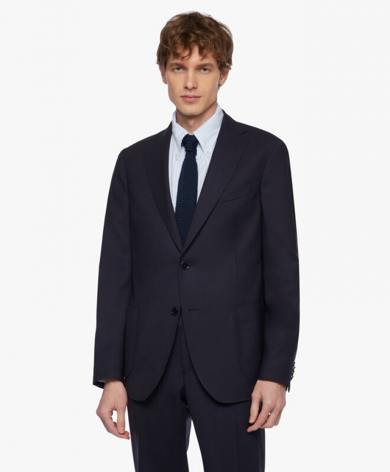 Black Brooks Brothers Wool-Blend Men Suits | IXR-138456