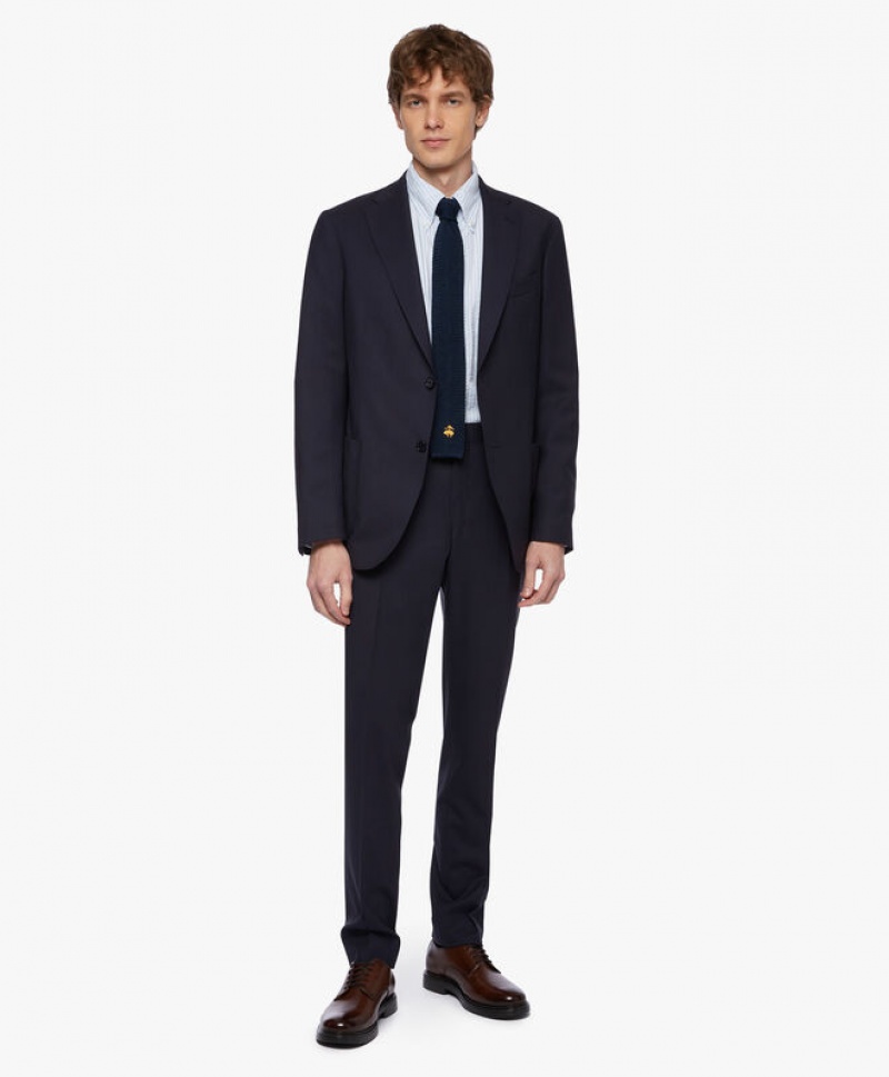 Black Brooks Brothers Wool-Blend Men Suits | IXR-138456