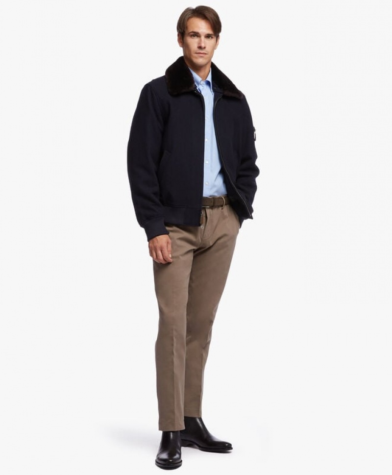 Black Brooks Brothers Wool Aviator Men Jackets | GKI-518069