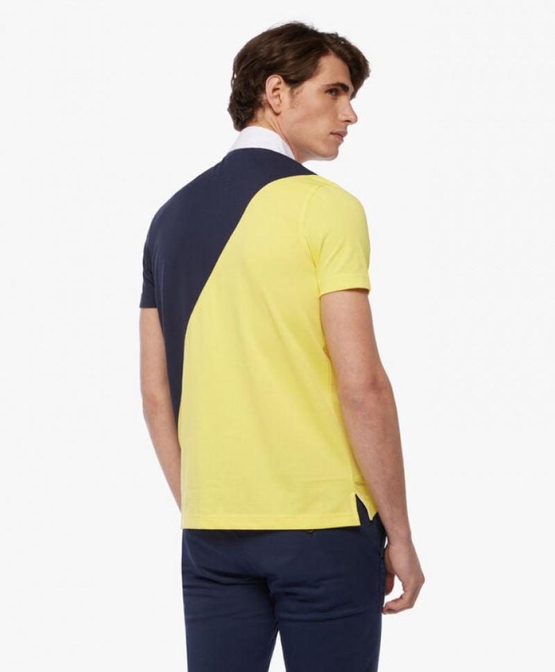 Black / Yellow Brooks Brothers Cotton Slim-Fit Color-Block Men Polo | QHW-631540