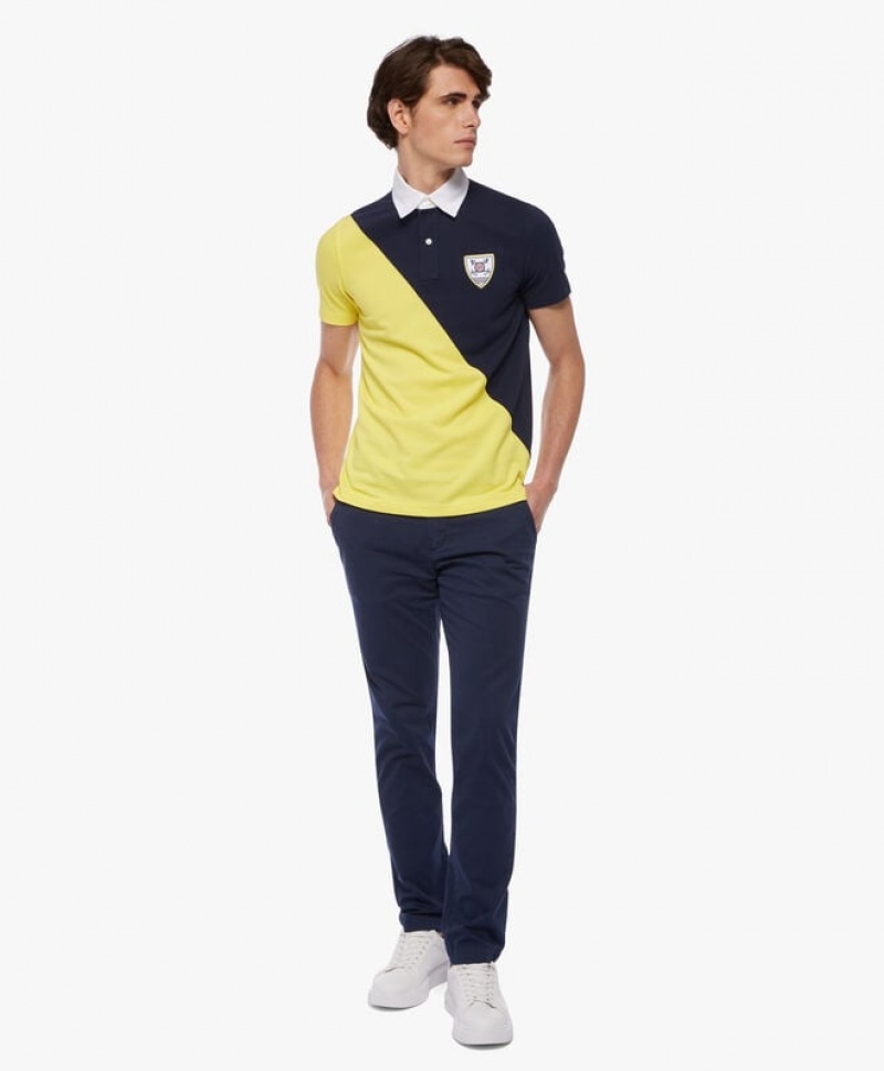 Black / Yellow Brooks Brothers Cotton Slim-Fit Color-Block Men Polo | QHW-631540