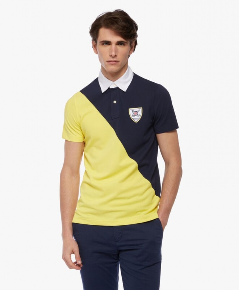 Black / Yellow Brooks Brothers Cotton Slim-Fit Color-Block Men Polo | QHW-631540