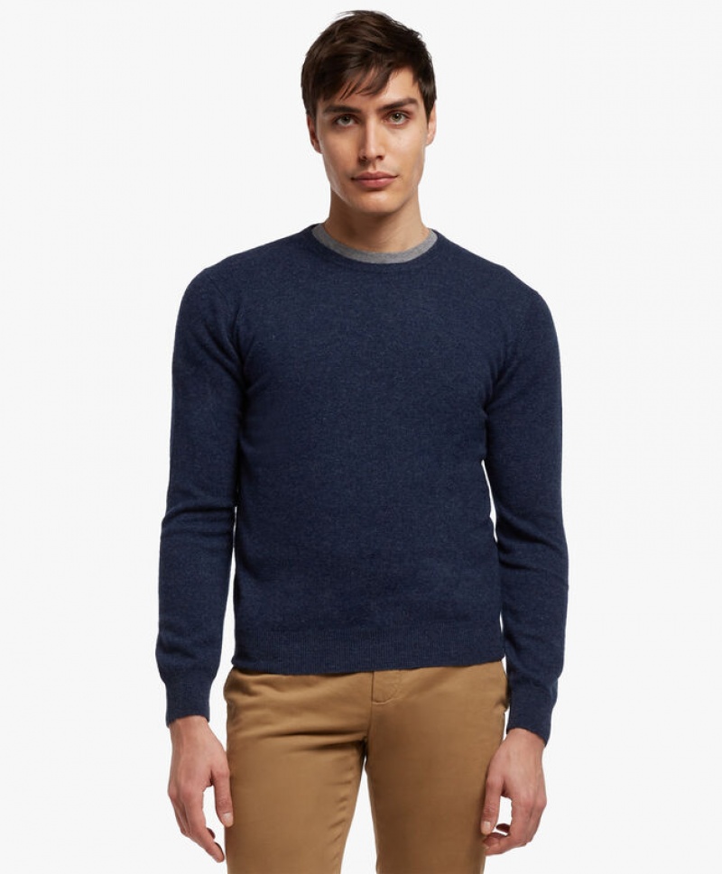 Blue Brooks Brothers Cashmere Crew-Neck Men Sweaters | HTL-831564