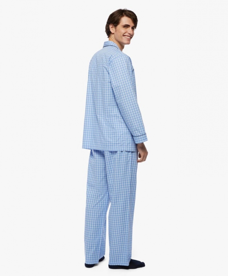 Blue Brooks Brothers Cotton Poplin Gingham Men Nightwear | QRP-841536